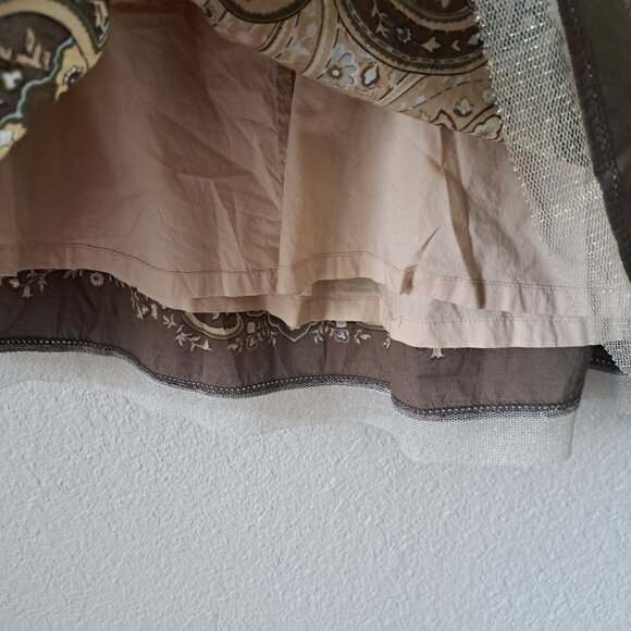 ❤️Talbots Vintage 00s Drop Waist Brown & Gold Midi Skirt 4P - Picture 5 of 9